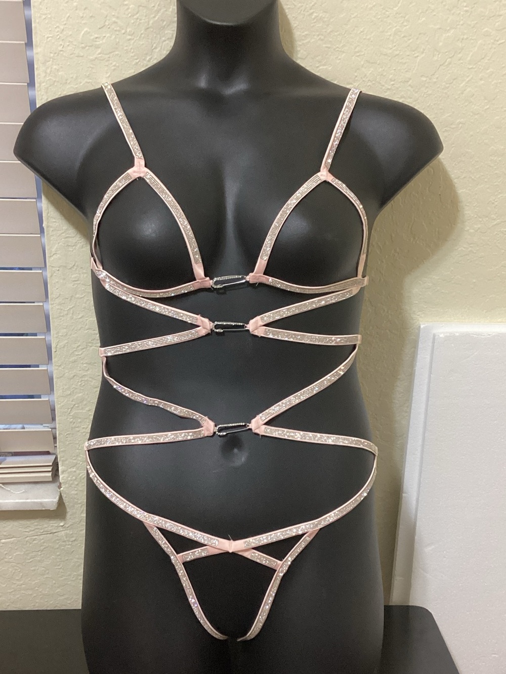 Victoria's Secret Pink Strappy Glitter Cutout Lingerie